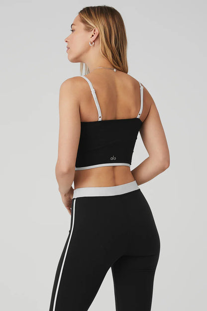 Gestroomlijnde bralette met airbrush-print - zwart/wit