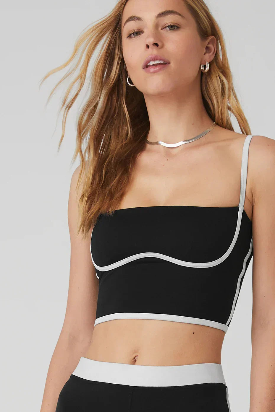 Gestroomlijnde bralette met airbrush-print - zwart/wit