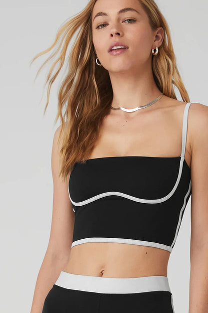 Gestroomlijnde bralette met airbrush-print - zwart/wit
