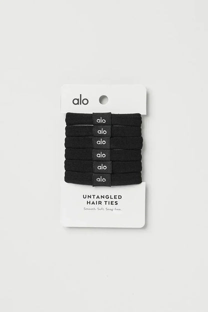 Ontwarrende haarelastiekjes, 6 stuks, zwart