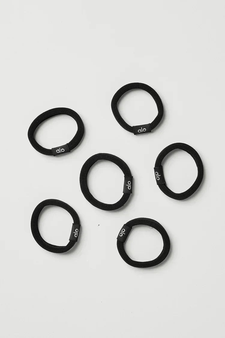 Ontwarrende haarelastiekjes, 6 stuks, zwart
