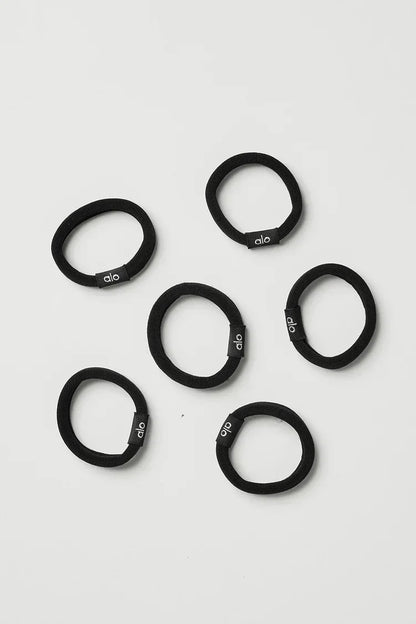 Ontwarrende haarelastiekjes, 6 stuks, zwart