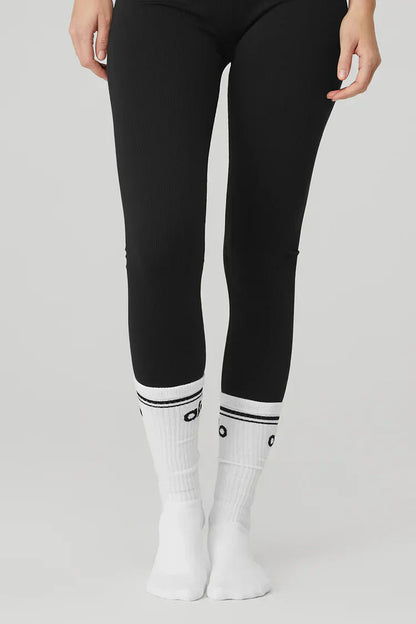 Retro barre sokken voor dames - wit