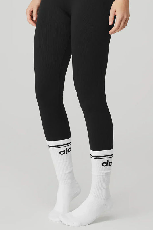 Retro barre sokken voor dames - wit