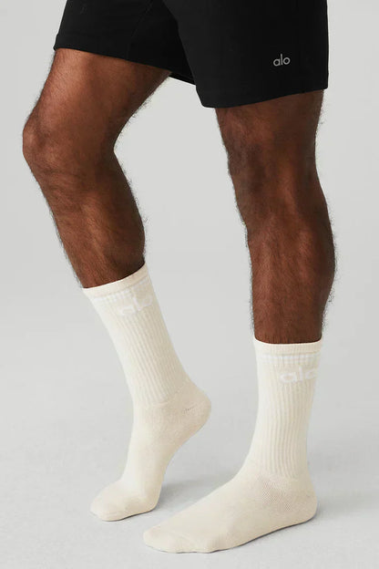 Unisex retro sokken in beige/wit/zwart