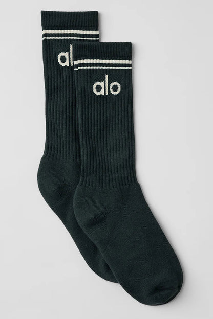 Unisex retro sokken groen/ivoor
