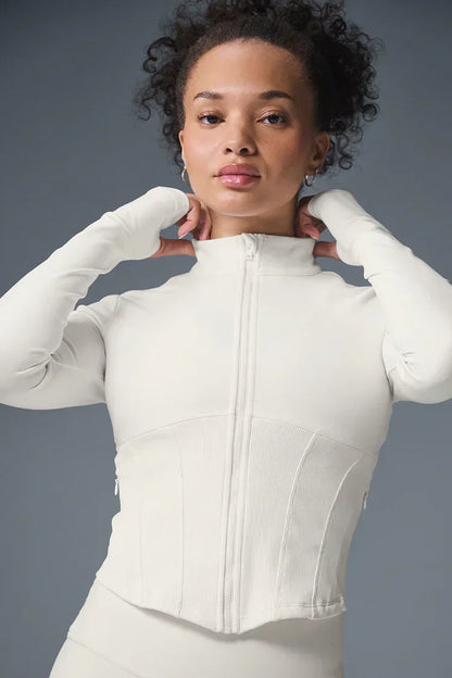 Airbrush Corset Full Zip Jacket - Ivoor